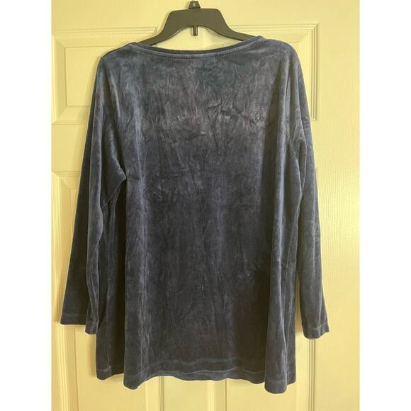 Pure Jill Blue Tunic Shirt Women XL Velvet Fairy Lagenlook Cottage Grandma Core - Picture 11 of 11